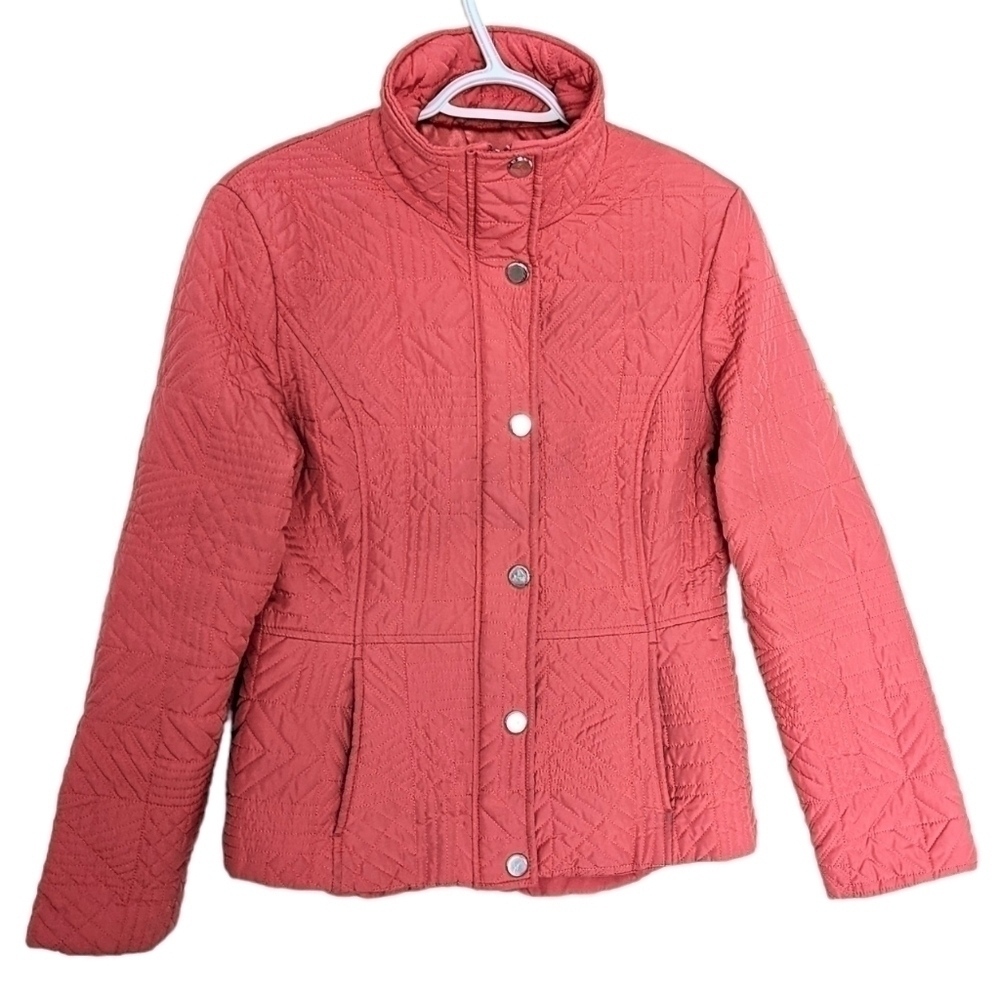 VINTAGE Weatherproof quilted salmon red jacket with stand collar Medium